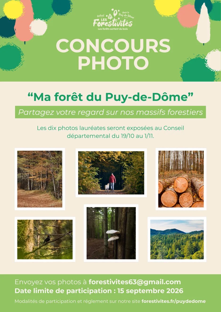 Affiche du concours photo Ma forêt du Puy-de-Dôme, festival Les Forestivités