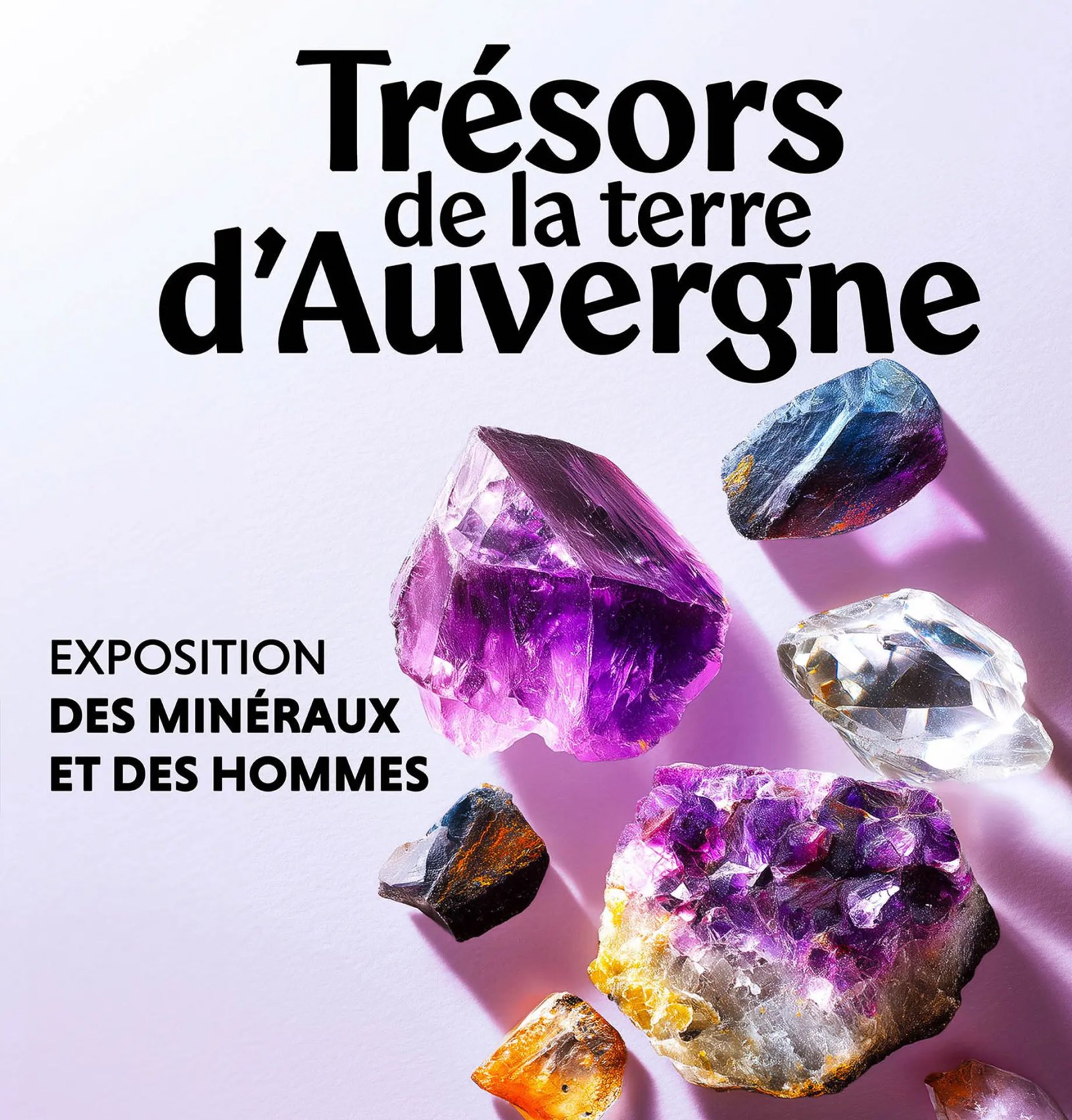 Affiche de l'exposition Tresors de la terre d'Auvergne, mineraux et hommes, Riom